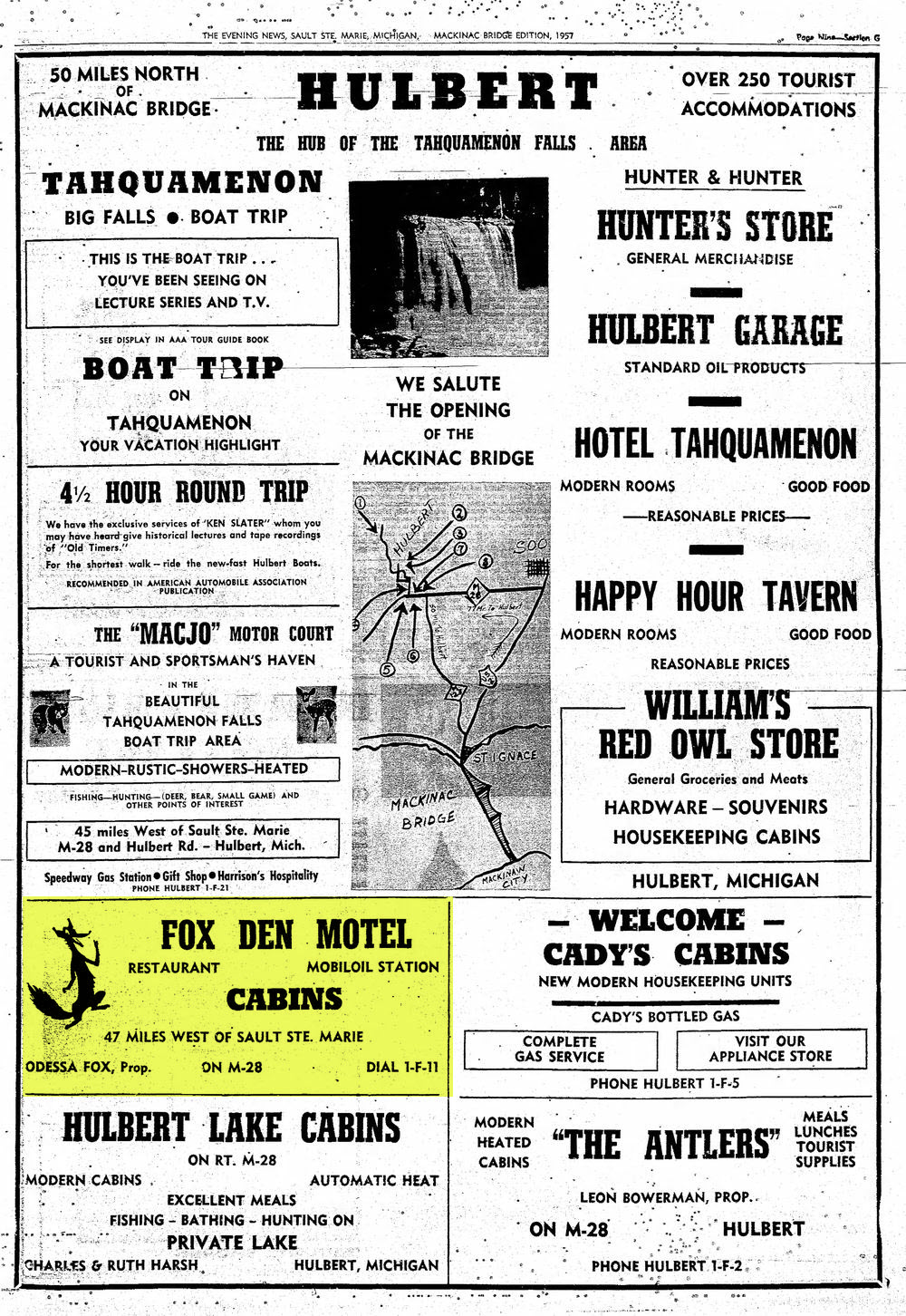 Fox Den Restaurant & Motel - Nov 1 1957 Ad (newer photo)